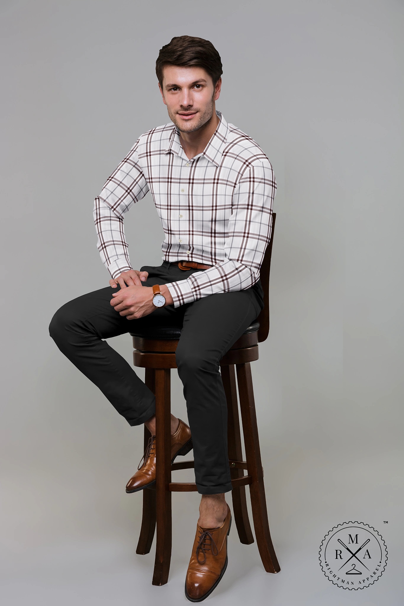 Majestic Brown Plaid Cotton Shirt SH212